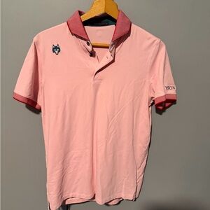 Greyson Cherokee polo player issue Pink Polo Shirt with Red Accents
